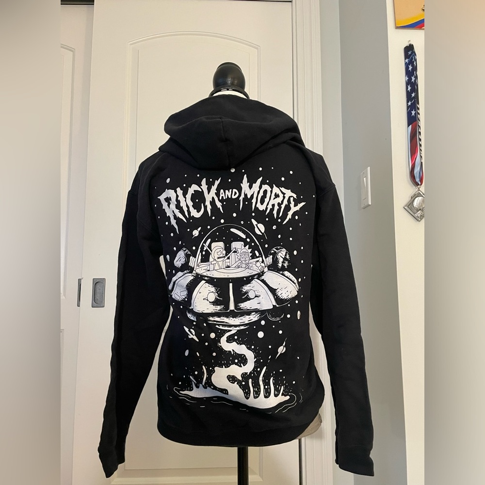 Rick and Morty graphic zip up sweatshirt, Size S, adult swim